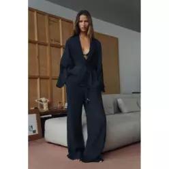 ZARA SEMI-SHEER 시어 세미쉬어 CRINKLE 크링클 EFFECT 이펙트 JACKET 자켓 재킷 - Navy 네이비 BLUE 블루