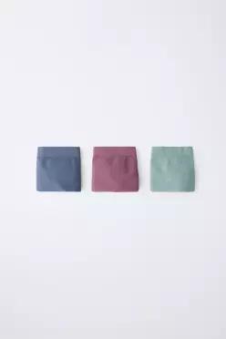 [국내매장] ZARA 여아 8-14세/ 심리스 퀼로트 팬티 3장 세트 - 멀티컬러 4354/731/330 554748
