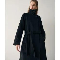 드로우핏 우먼 DRAWFIT WOMEN 소프트 캐시미어 더블 랩 발마칸 코트 BLACK 576539