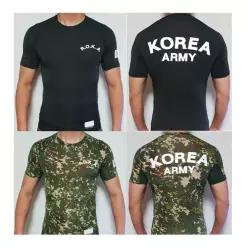 군인 로카티 래쉬가드 검정 디지털 반팔 고기능성 압박핏