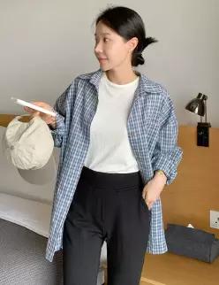빈티크 루즈핏 체크 셔츠 (one color)