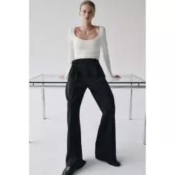 ZARA SCOOP-NECK 넥 BODYSUIT 바디수트 수트 - WHITE 화이트 1355/460/250