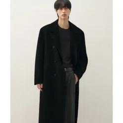 DRAW FIT 핸드메이드 캐시미어 더블 로브 코트 BLACK 576527