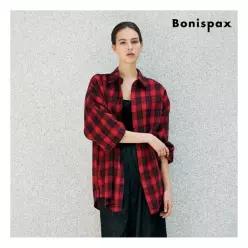 택가 59,000원 보니스팍스 오버사이즈 체크 셔츠XP3BA022L0 425049