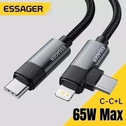 Essager PD 65W Max 4 플러스 C타입 2 in 데이터 맥스 3 Xs to C to C and L 65W 미터
