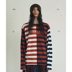 더바이닐하우스 THEVINYLHOUSE PAINTING STRIPE LS TEE RED