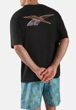 Reebok 리복 운동선수 스피드 로고 프린트 티셔츠 - 검정색 7785013