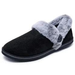 SKECHERS 스케쳐스 여성용 코지 캠프파이어-프레시 토스트 슬리퍼 블랙 5.5 와이드 블랙. 워킹화 편안한 슬