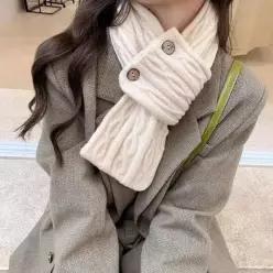 여자 남자 미니목도리 교복목도리 꽈배기짜임 투단추 (23507686)