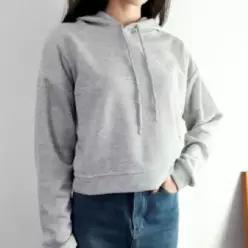 [하프클럽/]여성 세미 크롭 오버핏 긴팔 후드티 라운드넥 가을 상의