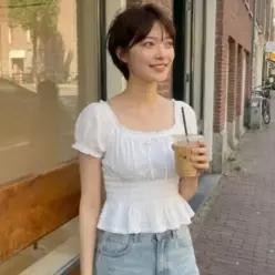 [하프클럽/]여성 셔링 스모크 페플럼 긴팔 블라우스 자켓 이너 가을 상의