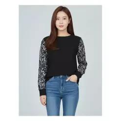 올포유 여성 프린트 배색 포인트 블라우스 ALBLM7151-199