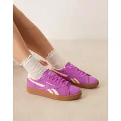 Reebok 리복 클럽 C 그라운드 스니커즈 퍼플과 화이트, 고무 밑창 디테일 6329791