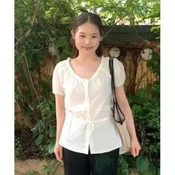 드로우핏 우먼 본 퍼프 슬브 블라우스 [WHITE] 5007294 DFWMSH5204WH