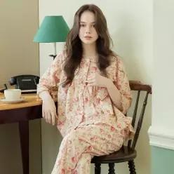 메이플라워 로열장미 7부 순면 여성 빅사이즈 잠옷 세트