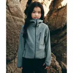 무신사스탠다드키즈 [시티 레저] 그리드 폴라 플리스 바라클라바 후디드 집업 [애쉬 틸] 429649