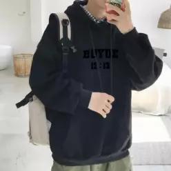 [하프클럽/]남성 베이직 레터링 기모 후드 티셔츠 긴팔 상의 겨울 방한