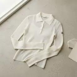 MONCLER 몽클레어 로고 패치 리브 코튼 블렌드 카라 폴로 셔츠 9A00005 M1732 035