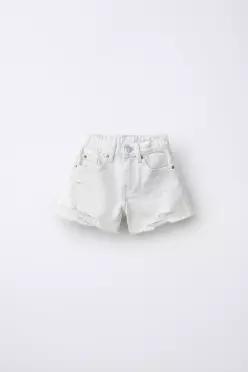 [국내매장] ZARA 여아 디스트로이드 데님 버뮤다 팬츠 - 하늘색 4551/700/403 556098