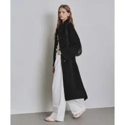 12월 22일 배송 커스텀어클락 COSTUME O’CLOCK 보라끌레르 우먼 벨티드 발마칸 롱 코트 블랙 COWCT001BLAC