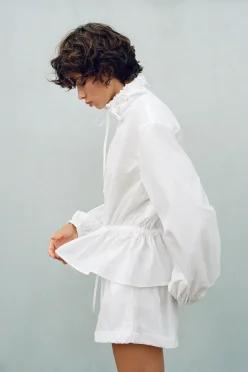 자라 ZARA 여성 롤업 헴라인 쇼츠 - 화이트 1255/506/250345691