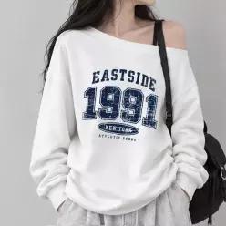 폴앤폴 빈티지 1991 원오프숄더 루즈핏 맨투맨