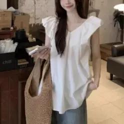 [하프클럽/]여성 V넥 프릴 소매 블라우스 긴팔 하객룩 오피스룩 가을 상의