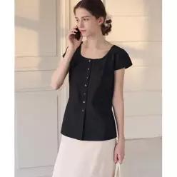드로우핏 우먼 발롱 캡 슬브 보트넥 블라우스 [BLACK] 5007207 DFWMSH5203BK