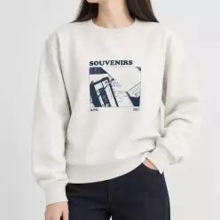 A.P.C 온쇼페아페쎄 COHBP F27953 PAA HEATHERED ECRU CASSETTES 카세트 그래픽 프린트 여성 맨투맨