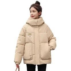 Kayayasu 다운 재킷 여성 다운 코트 짧은 길이 후드 포함 안솜 아우터 방한 옷