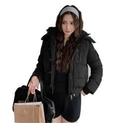 inotenka 다운 재킷 여성 아우터 짧은 길이 안솜 재킷 브랜드 후드 첨부 겨울