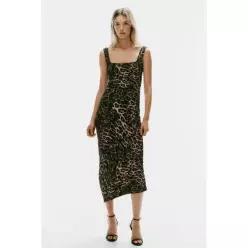 ZARA ANIMAL 애니멀 PRINT 프린트 TEXTURE 텍스쳐D 텍스쳐드 MID 미드I 미디 DRESS 드레스 원피스 - LEOPAR