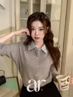(레이어드한듯/일체형/다양한코디) 포앤 셔츠 레이어드 긴팔 니트 가을가디건 cd3592