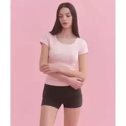 무신사 스탠다드 우먼즈 슬림 스쿱 넥 캡 슬리브 티셔츠 라이트 핑크