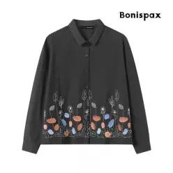 보니스팍스 플라워 자수 포인트 루즈핏 셔츠 XQ3LW010L0 425073
