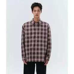 MUSINSA STANDARD 릴렉스드 옴브레 플레이드 체크 셔츠 [블랙/레드]