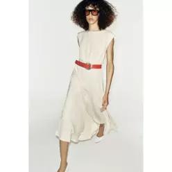 ZARA CREPE 크레페 MID 미드I 미디 DRESS 드레스 원피스 - Oyster 오이스터-WHITE 화이트 4387/235/251