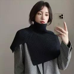 여성 터틀넥 어깨숄 니트케이프 레이어드 넥워머 겨울 2색 rbp63kBX