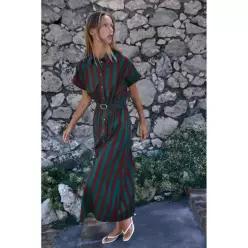 ZARA STRIPE 스트라이프D 스트라이프 BELT 벨트ED MID 미드I 미디 SHIRT 셔츠 DRESS 드레스 원피스 - Multi