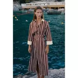 ZARA STRIPE 스트라이프D 스트라이프 BELT 벨트ED MID 미드I 미디 SHIRT 셔츠 DRESS 드레스 원피스 - STRIP