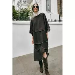 ZARA RUFFLE 러플D 러플 MID 미드I 미디 DRESS 드레스 원피스 - BROWN 브라운 3666/154/700