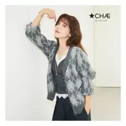 채컬렉티브 239 25FW 알파카 아가일 글리터 니트자켓