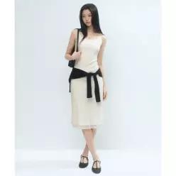무신사 스탠다드 우먼즈 더블 레이어 미디 스커트 아이보리