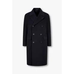 MAN ON THE BOON TAGLIATORE 울 캐시미어 더블 코트 - 네이비