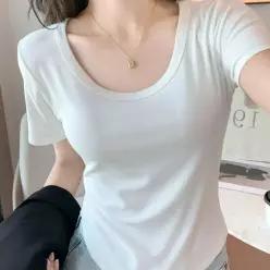 [라일리여성의류] Rly U넥 슬림핏 반팔티셔츠 ELC-9025