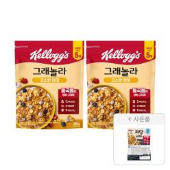 켈로그 고소한큐브 현미 그래놀라 500g, 2개 + 증정(저당 그래놀라 40g, 1개)