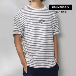 컨버스 스트라이프 로고 루즈 핏 티셔츠 에그렛 UCJ690W2Y 228383