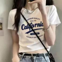 [라일리여성의류] Rly 그래픽 크롭 반팔 티셔츠