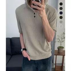 커스텀어클락 COSTUME O’CLOCK COCLX데일리룸 후드 피케 하프 니트 6 COLOR COOSKT071 3744428