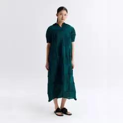트임 카라 사선 플리츠 원피스_PPOPM026001